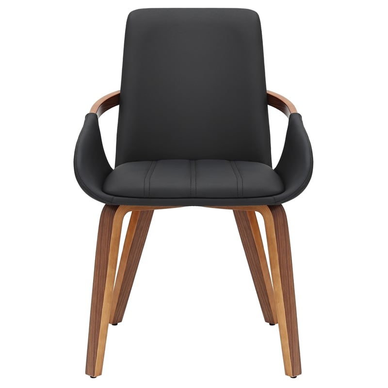 Inspire Modern Faux Leather Bentwood Dining Chair in Black/Dark Walnut(Set of 2)