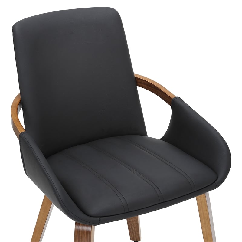 Inspire Modern Faux Leather Bentwood Dining Chair in Black/Dark Walnut(Set of 2)