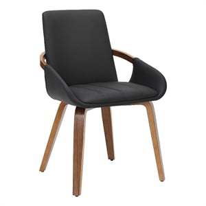 Inspire Modern Faux Leather Bentwood Dining Chair in Black/Dark Walnut(Set of 2)