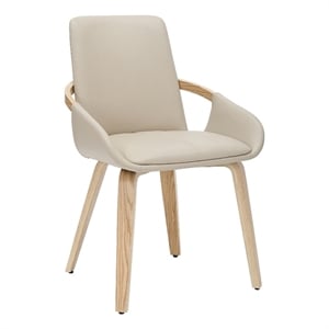 Inspire Modern Faux Leather Bentwood Dining Chair in Sand/Natural (Set of 2)