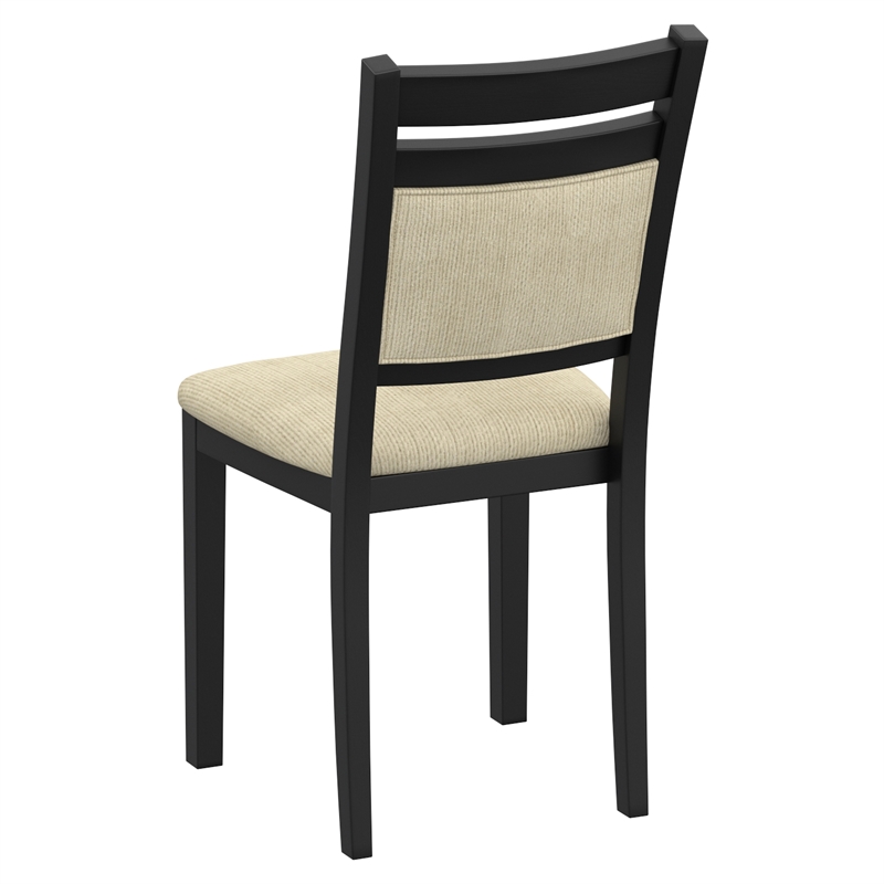 Inspire Modern Solid Wood & Fabric Dining Chair in Black & Beige (Set of 2)