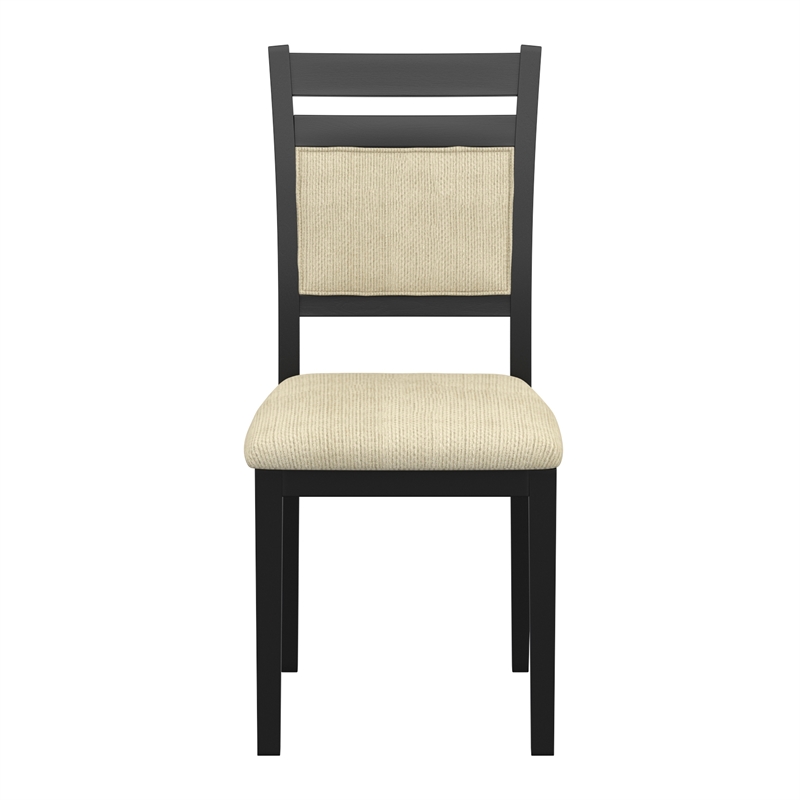 Inspire Modern Solid Wood & Fabric Dining Chair in Black & Beige (Set of 2)