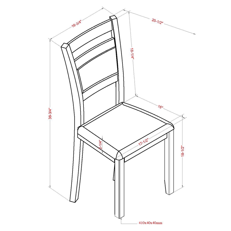 Inspire Modern Solid Wood & Fabric Dining Chair in Black & Beige (Set of 2)