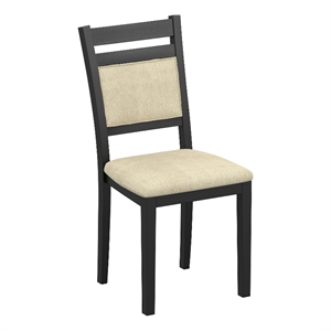Inspire Modern Solid Wood & Fabric Dining Chair in Black & Beige (Set of 2)
