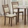 Inspire Modern Solid Wood & Fabric Dining Chair in Walnut & Beige (Set of 2)