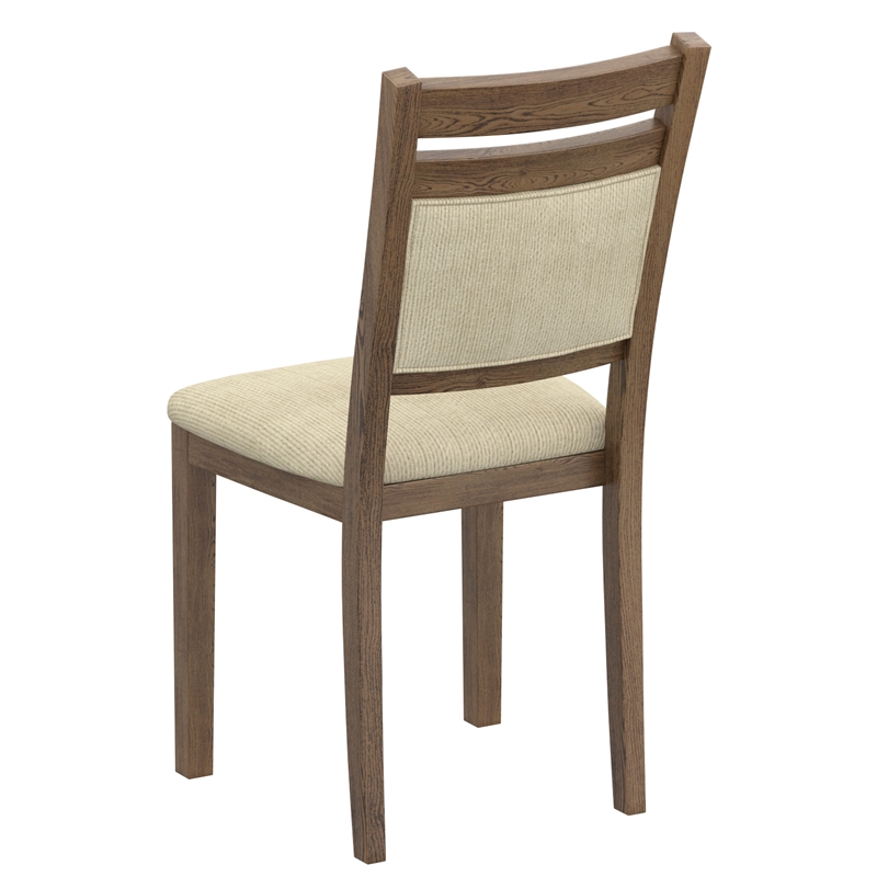 Inspire Modern Solid Wood & Fabric Dining Chair in Walnut & Beige (Set of 2)