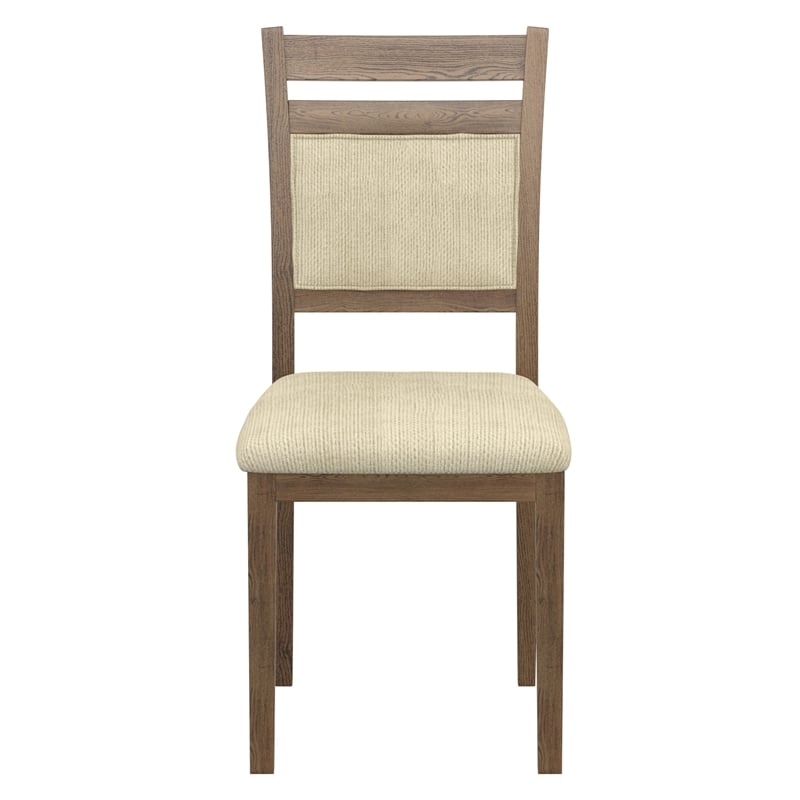 Inspire Modern Solid Wood & Fabric Dining Chair in Walnut & Beige (Set of 2)