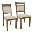 Inspire Modern Solid Wood & Fabric Dining Chair in Walnut & Beige (Set of 2)
