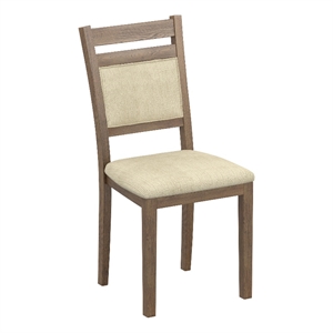 Inspire Modern Solid Wood & Fabric Dining Chair in Walnut & Beige (Set of 2)
