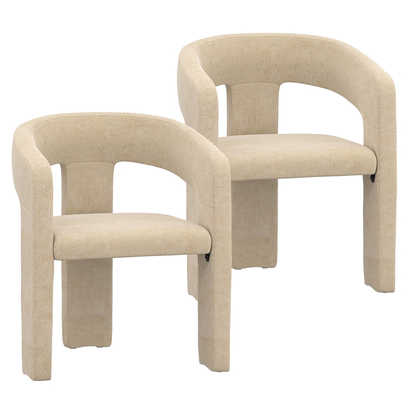 Inspire Modern Fabric Dining Chair in Beige (Set of 2)