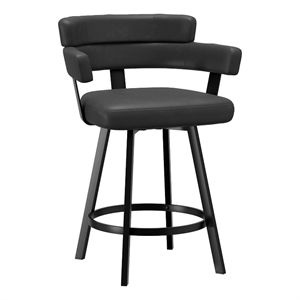 Inspire Faux Leather Metal 26&quot Counter Stool w/ Swivel in Charcoal/Black(Set-2)