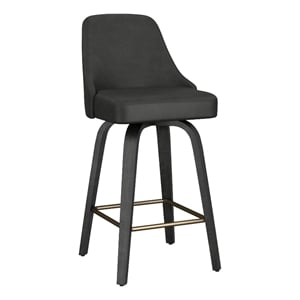 Inspire Faux Leather Bentwood 26&quot Counter Stool w/Swivel Charcoal/Black(Set-2)