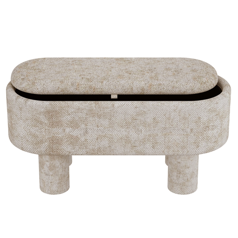 Inspire Modern Fabric Storage Ottoman Bench - Beige