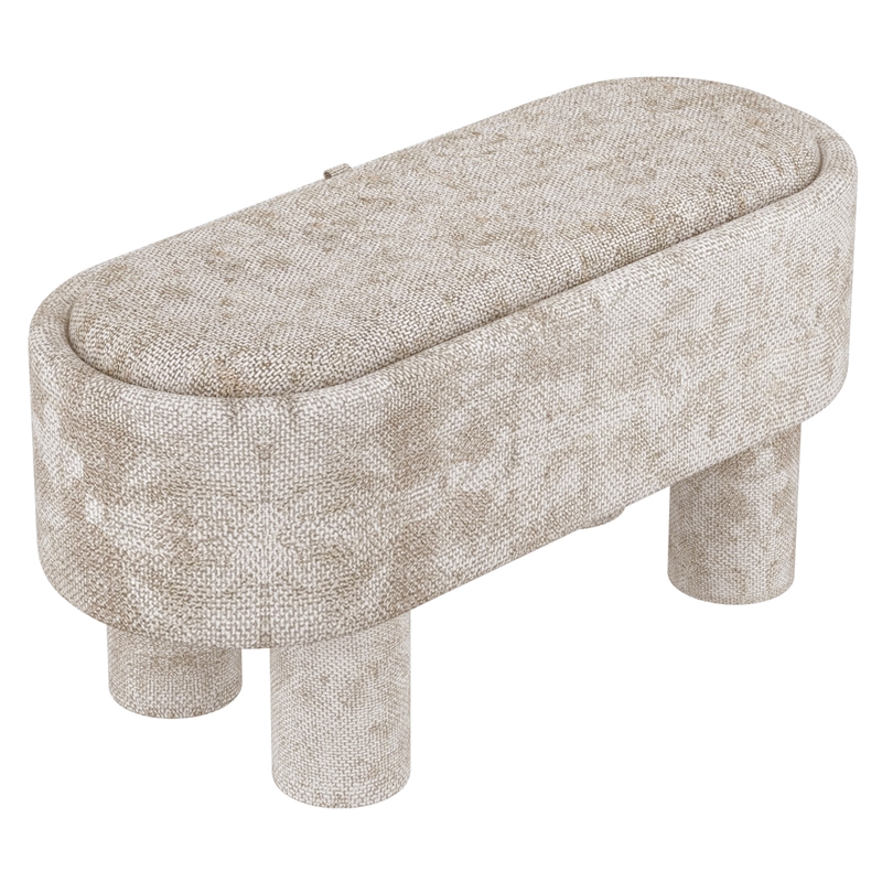 Inspire Modern Fabric Storage Ottoman Bench - Beige