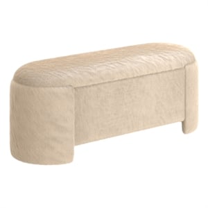 Inspire Mid-Century Modern Faux Fur Storage Ottoman - Dark Beige