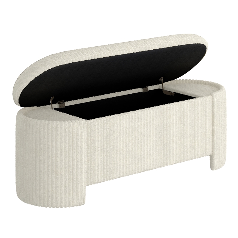 Inspire Modern Fabric Storage Ottoman - Ivory