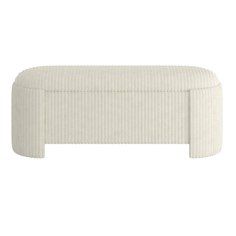 Inspire Modern Fabric Storage Ottoman - Ivory