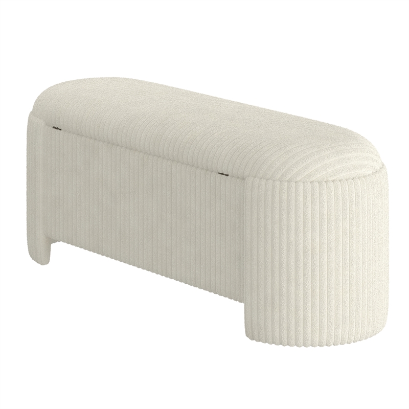 Inspire Modern Fabric Storage Ottoman - Ivory