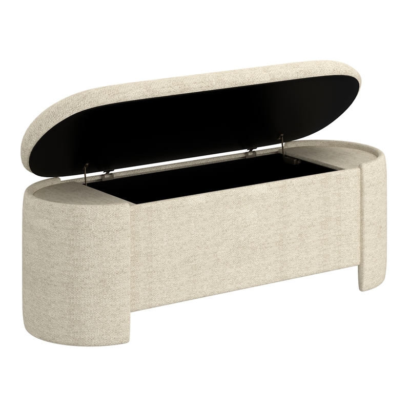 Inspire Modern Fabric Storage Ottoman - Beige