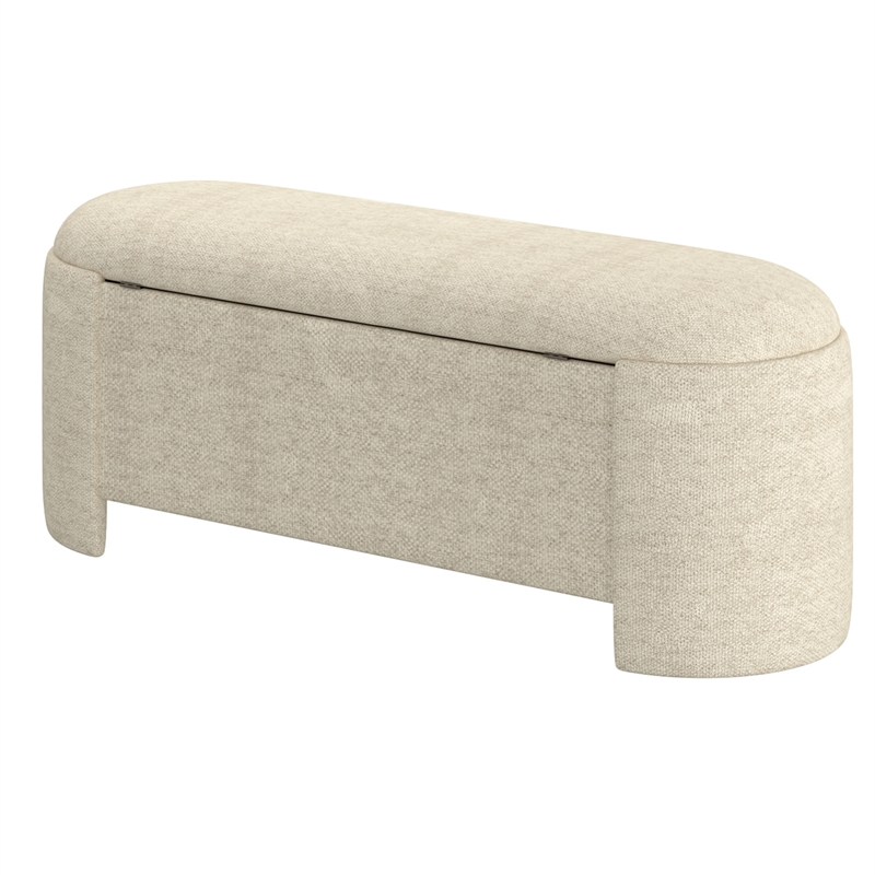 Inspire Modern Fabric Storage Ottoman - Beige