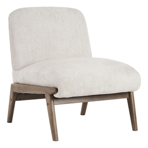 Inspire Contemporary Velvet & Solid Wood Accent Chair - Beige & Walnut