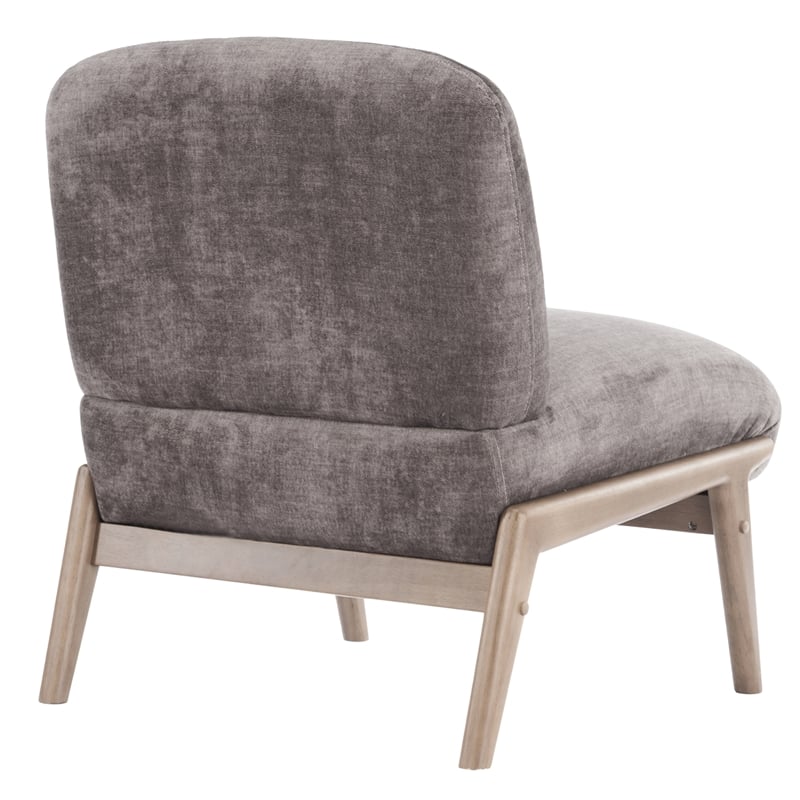 Inspire Contemporary Velvet & Solid Wood Accent Chair - Dark Taupe & Walnut