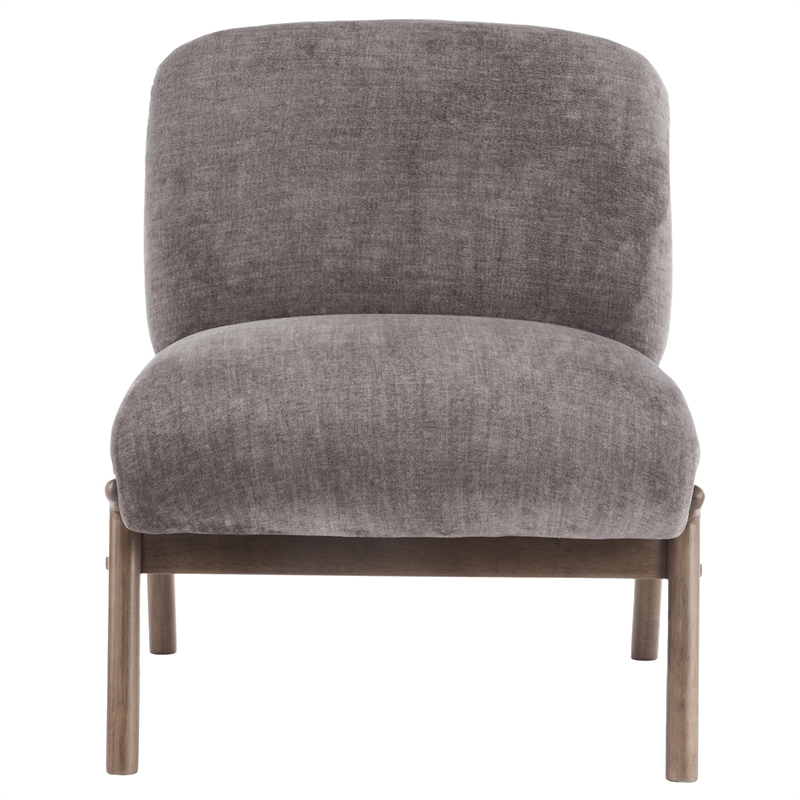 Inspire Contemporary Velvet & Solid Wood Accent Chair - Dark Taupe & Walnut
