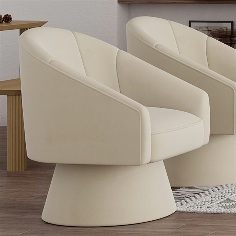 Inspire Modern Velvet Accent Chair - Ivory