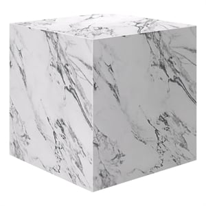 Inspire Contemporary ECC Concrete Square Accent Table - White