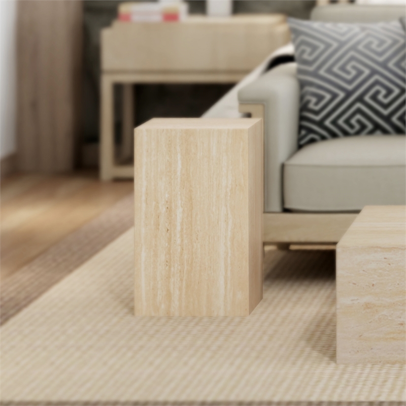 Inspire Contemporary ECC Concrete Tall Accent Table - Travertine