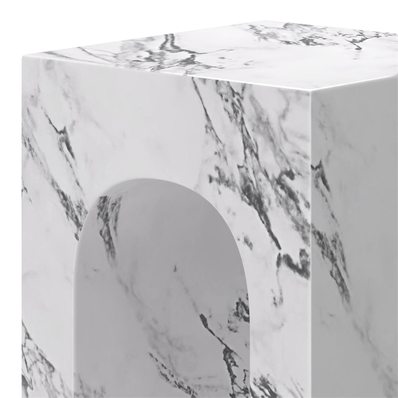 Inspire Contemporary ECC Concrete Square Accent Table in White