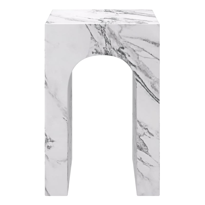 Inspire Contemporary ECC Concrete Square Accent Table in White