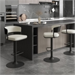 Inspire Fabric & Bentwood & Metal Adjustable Air-Lift Stool - Ivory/Black(Set-2)