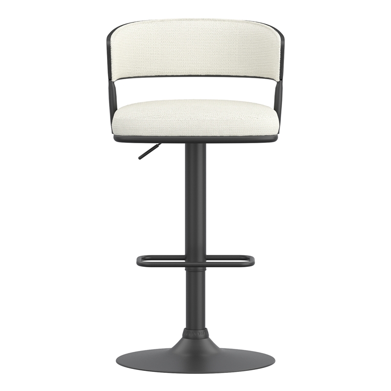 Inspire Fabric & Bentwood & Metal Adjustable Air-Lift Stool - Ivory/Black(Set-2)