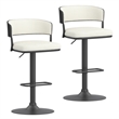 Inspire Fabric & Bentwood & Metal Adjustable Air-Lift Stool - Ivory/Black(Set-2)