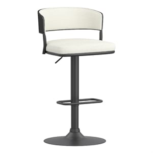 Inspire Fabric & Bentwood & Metal Adjustable Air-Lift Stool - Ivory/Black(Set-2)