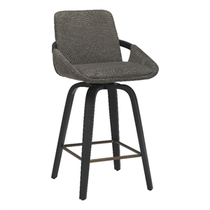 Inspire Fabric Bentwood 26&quot Counter Stool w/Swivel in Charcoal/Black (Set of 2)
