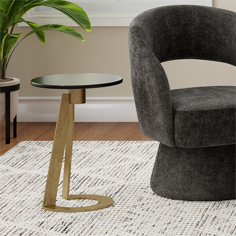 Inspire Modern Industrial Marble & Brass Accent Table - Black & Aged Gold