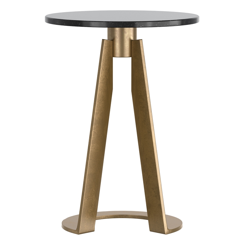 Inspire Modern Industrial Marble & Brass Accent Table - Black & Aged Gold