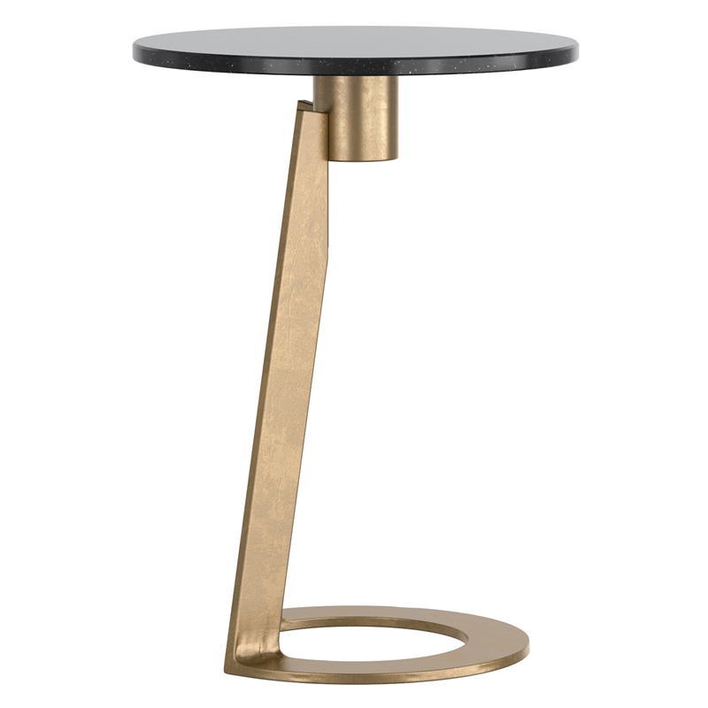 Inspire Modern Industrial Marble & Brass Accent Table - Black & Aged Gold
