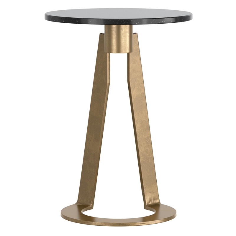 Inspire Modern Industrial Marble & Brass Accent Table - Black & Aged Gold