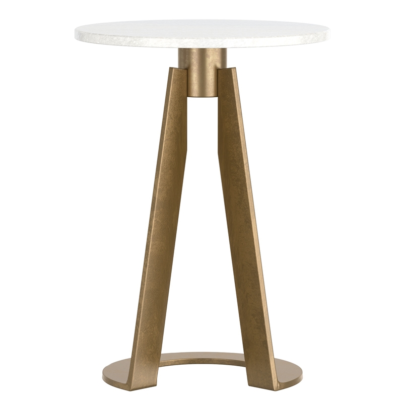 Inspire Modern Industrial Marble & Brass Accent Table - White & Aged Gold