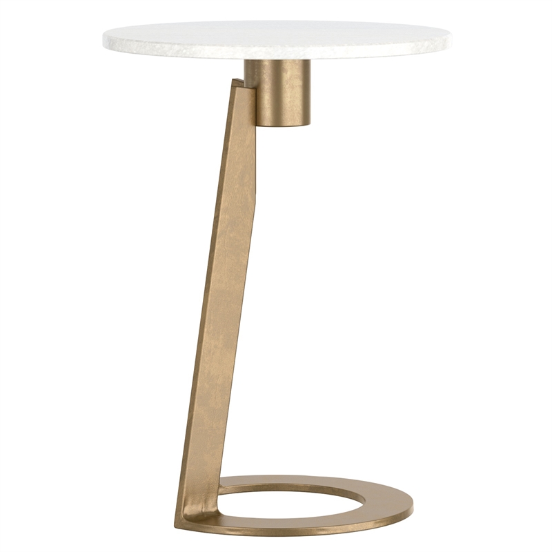 Inspire Modern Industrial Marble & Brass Accent Table - White & Aged Gold