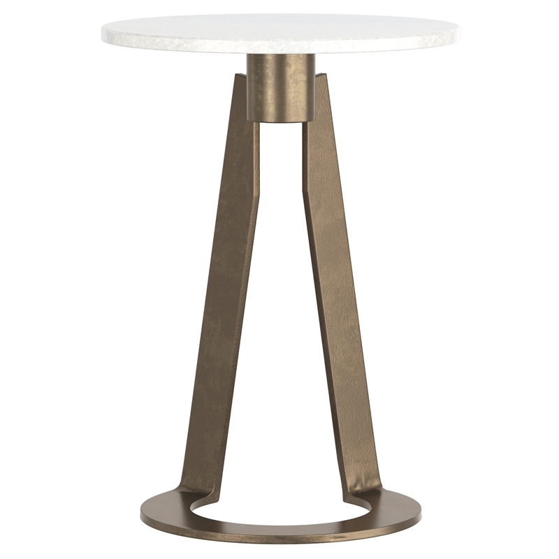 Inspire Modern Industrial Marble & Brass Accent Table - White & Aged Gold