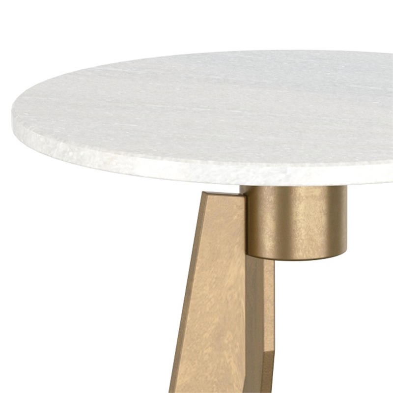 Inspire Modern Industrial Marble & Brass Accent Table - White & Aged Gold