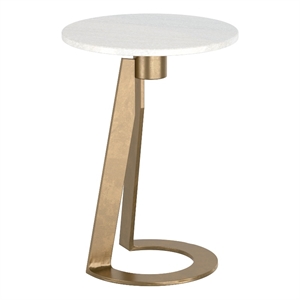 Inspire Modern Industrial Marble & Brass Accent Table - White & Aged Gold