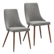 MidCentury Fabric and Metal Dining Chair Set of 2 Grey and Walnut
