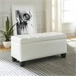Modern Faux Leather Rectangular Storage Ottoman Bench White