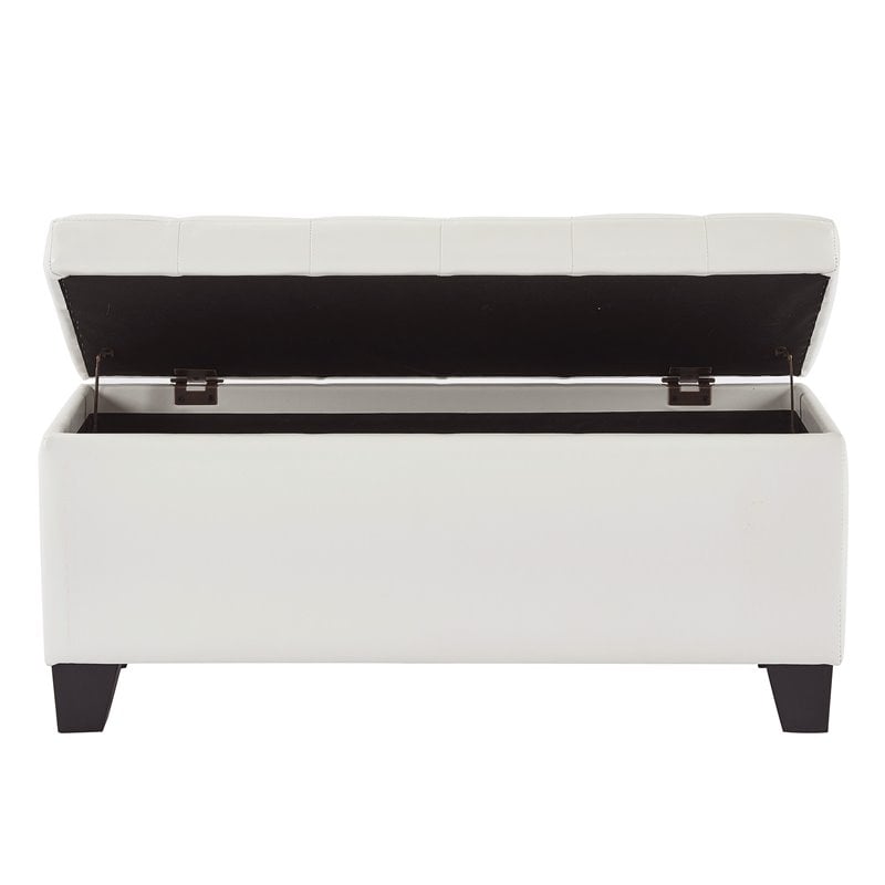 Modern Faux Leather Rectangular Storage Ottoman Bench White