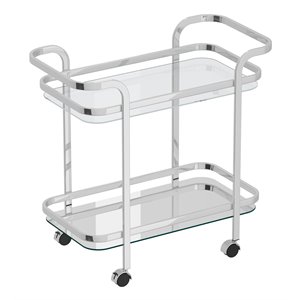 whi zedd 2-tier contemporary metal/glass functional bar cart